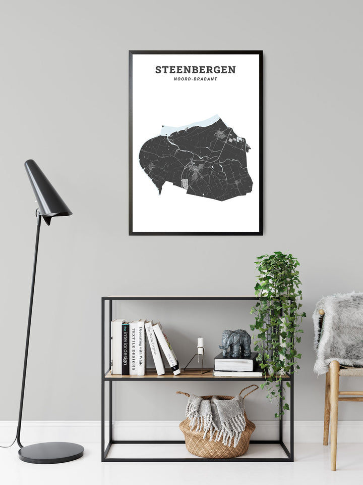 Kaart van de gemeente Steenbergen op poster, dibond, acrylglas en meer