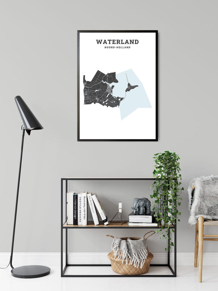Kaart van de gemeente Waterland op poster, dibond, acrylglas en meer