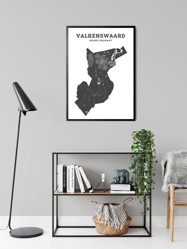 Kaart van de gemeente Valkenswaard op poster, dibond, acrylglas en meer