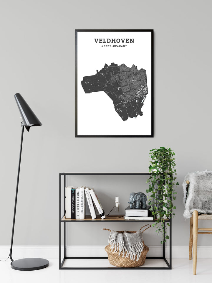 Kaart van de gemeente Veldhoven op poster, dibond, acrylglas en meer
