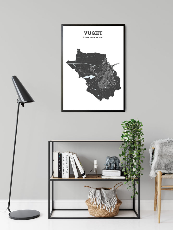 Kaart van de gemeente Vught op poster, dibond, acrylglas en meer