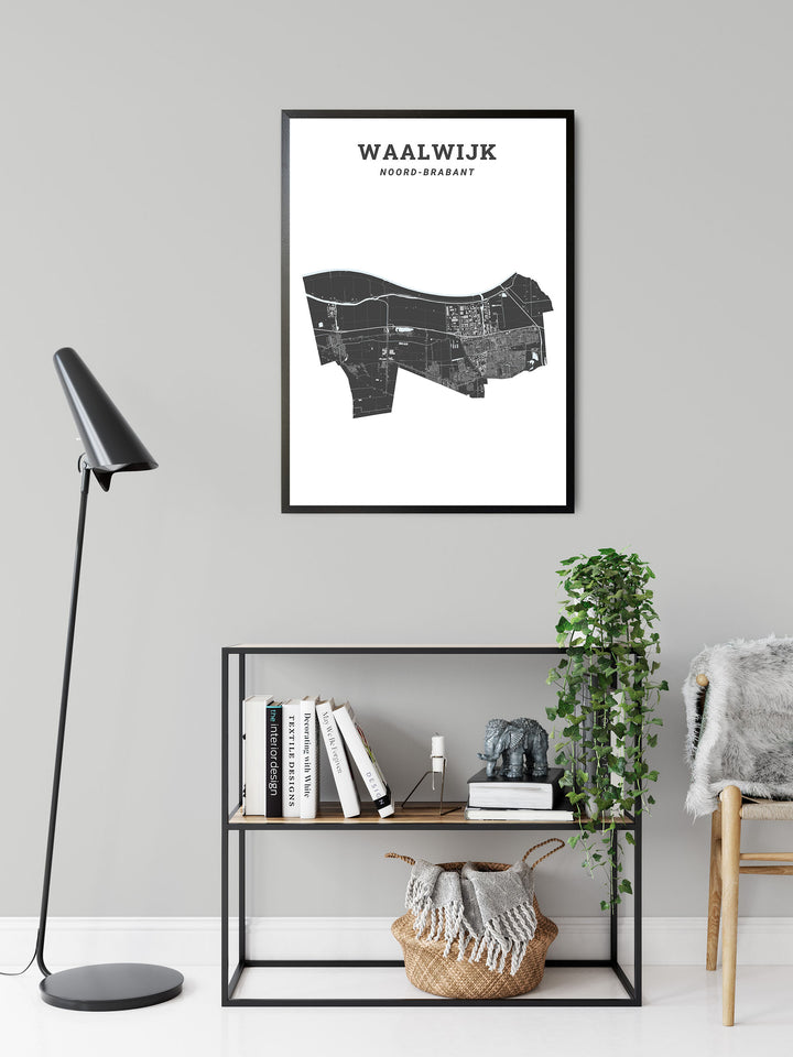Kaart van de gemeente Waalwijk op poster, dibond, acrylglas en meer