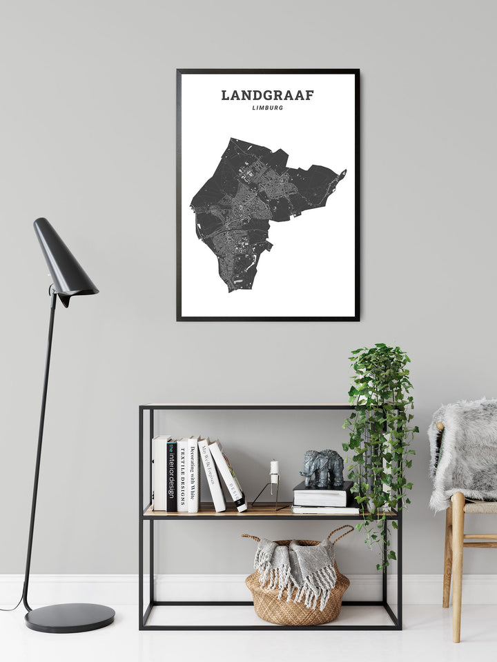 Kaart van de gemeente Landgraaf op poster, dibond, acrylglas en meer