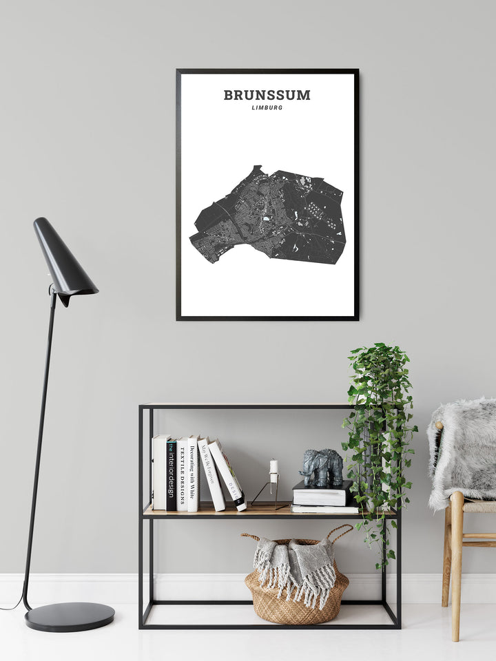 Kaart van de gemeente Brunssum op poster, dibond, acrylglas en meer