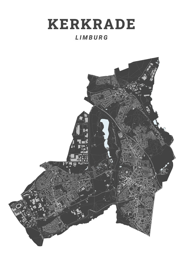 Kaart van de gemeente Kerkrade op poster, dibond, acrylglas en meer