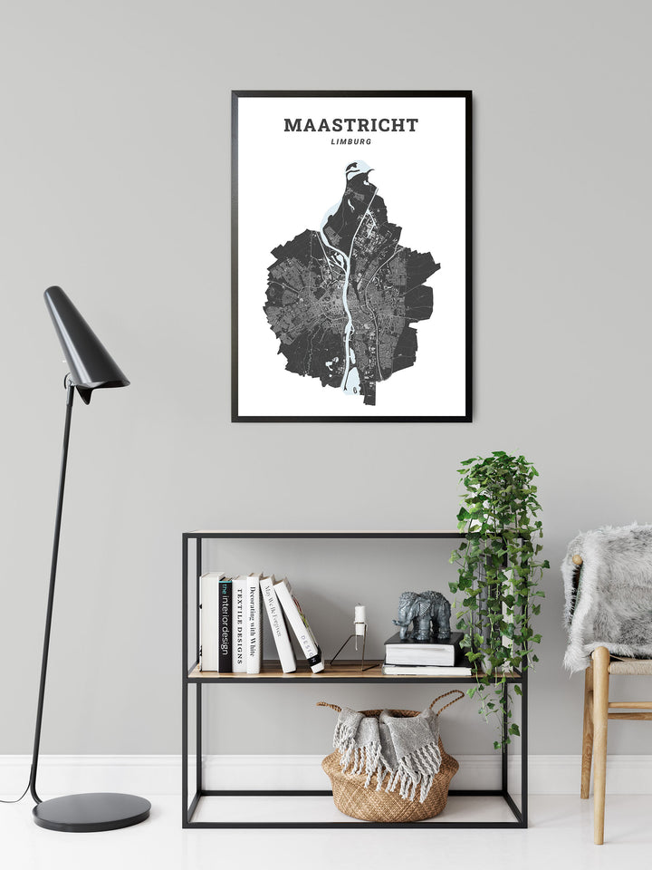 Kaart van de gemeente Maastricht op poster, dibond, acrylglas en meer