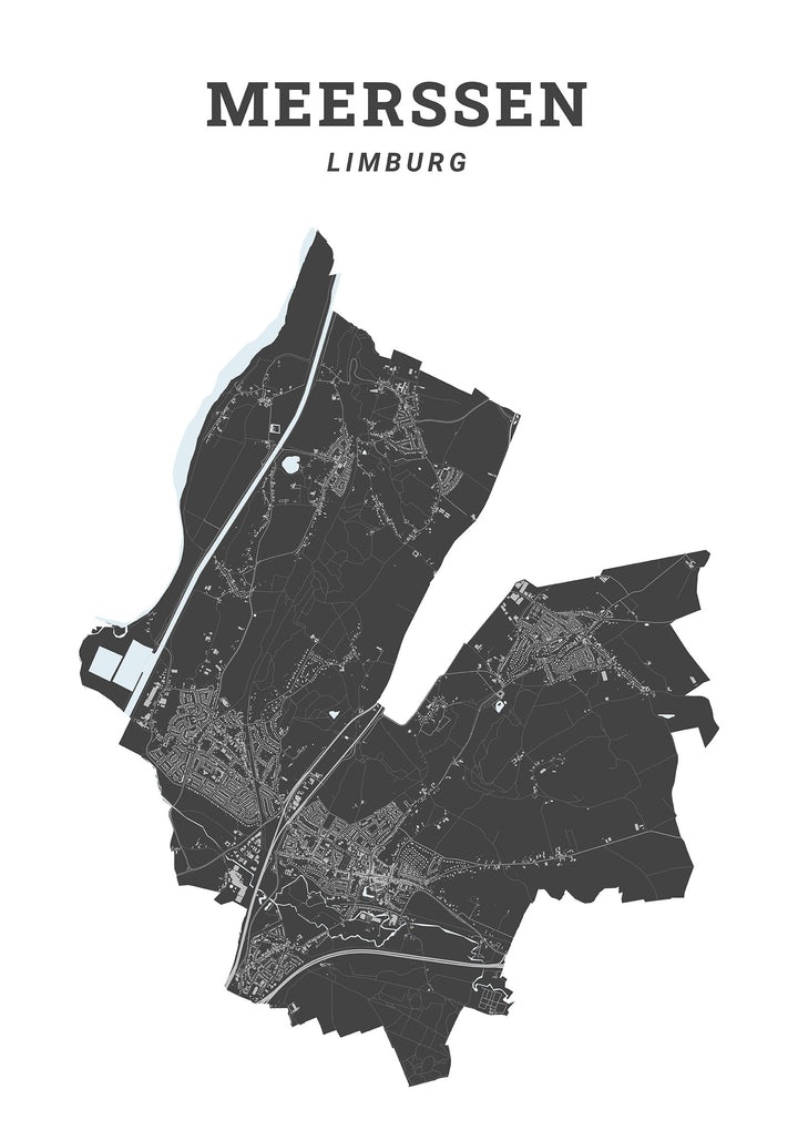 Kaart van de gemeente Meerssen op poster, dibond, acrylglas en meer