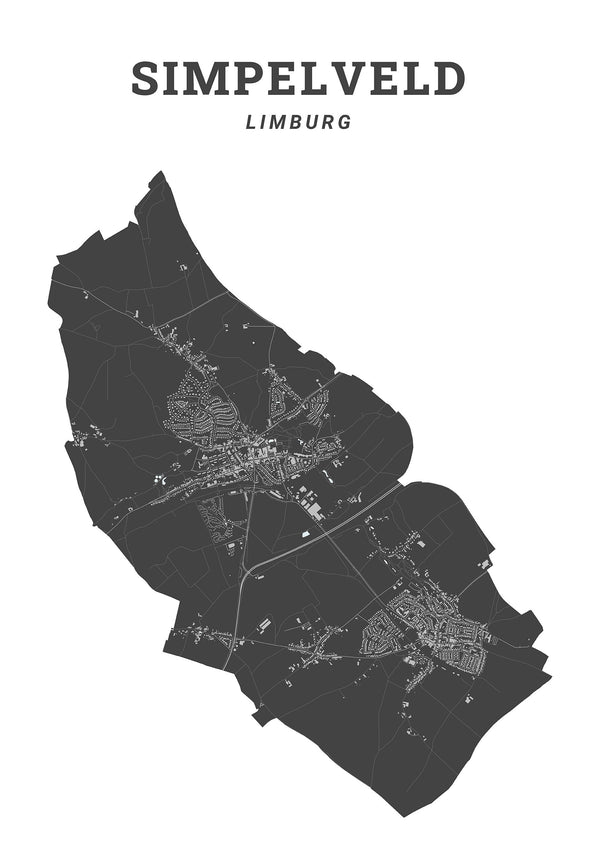 Kaart van de gemeente Simpelveld op poster, dibond, acrylglas en meer