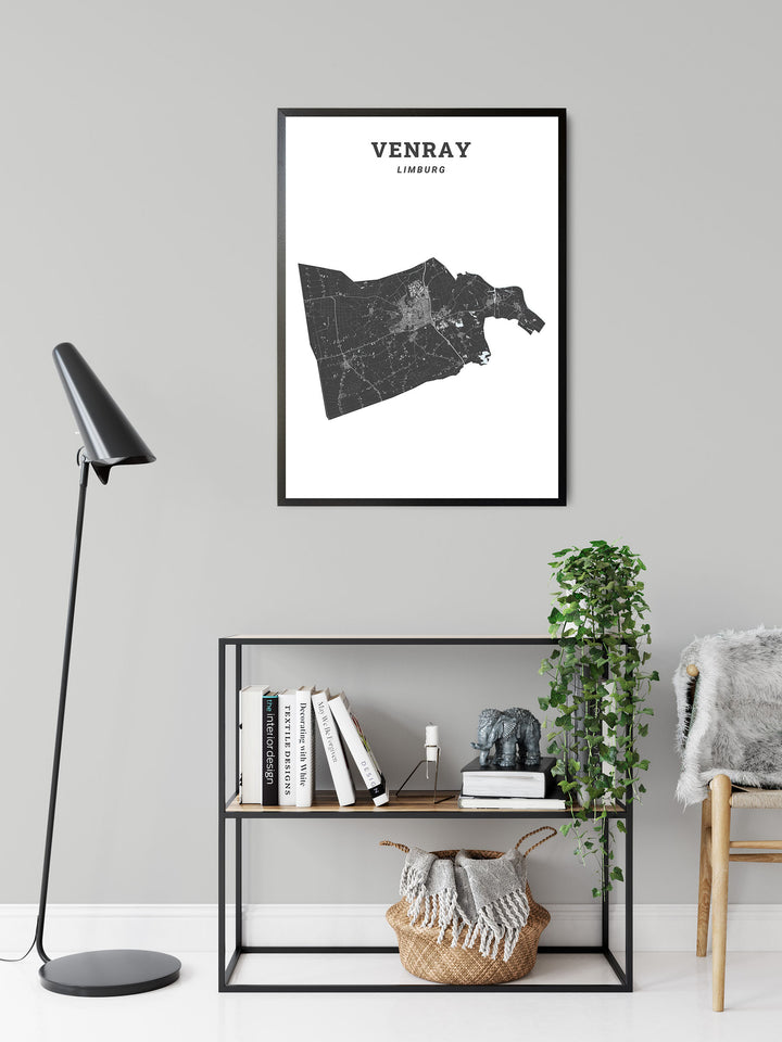 Kaart van de gemeente Venray op poster, dibond, acrylglas en meer