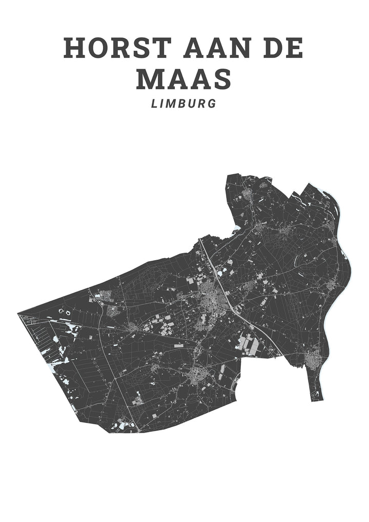 Kaart van de gemeente Horst aan de Maas op poster, dibond, acrylglas en meer