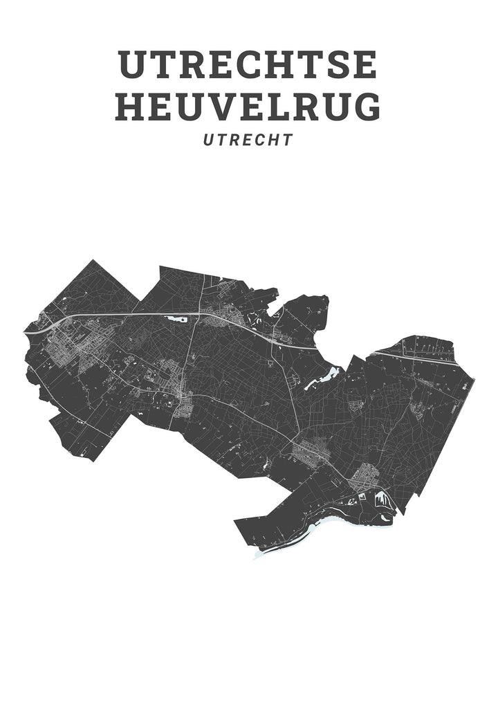 Kaart van de gemeente Utrechtse Heuvelrug op poster, dibond, acrylglas en meer