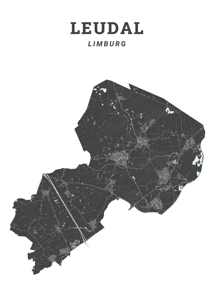 Kaart van de gemeente Leudal op poster, dibond, acrylglas en meer