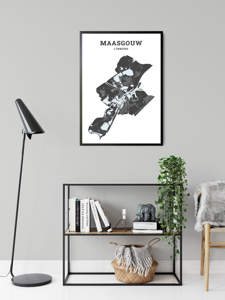 Kaart van de gemeente Maasgouw op poster, dibond, acrylglas en meer