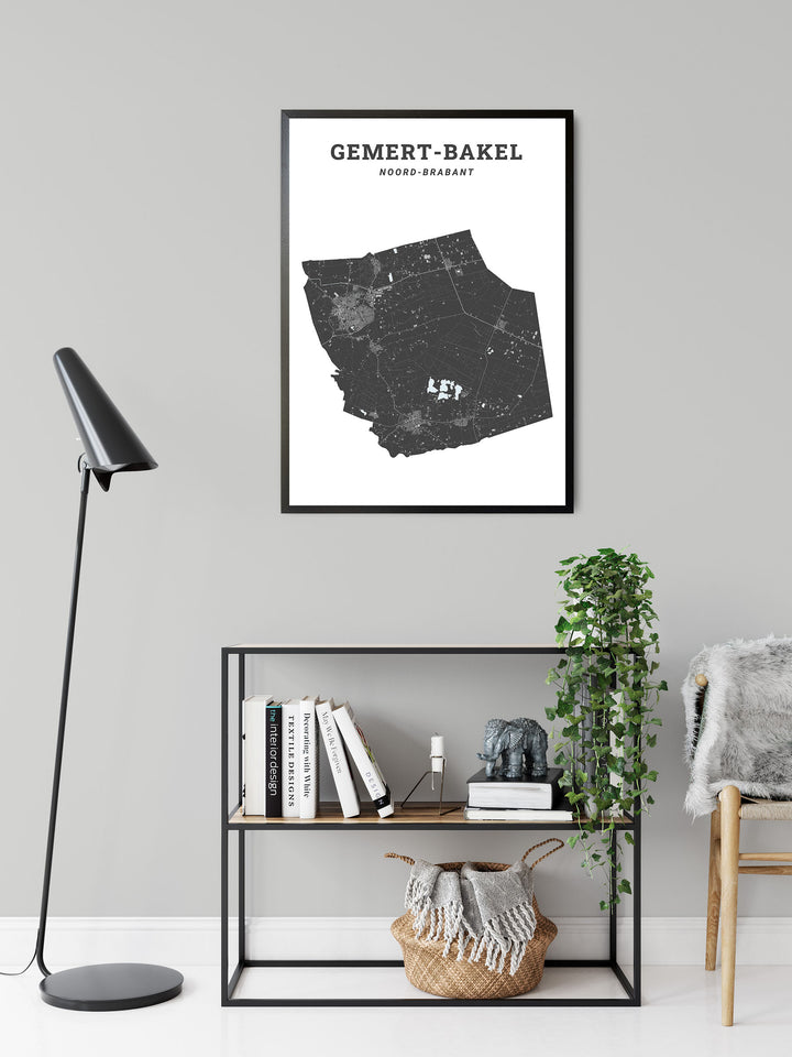 Kaart van de gemeente Gemert-Bakel op poster, dibond, acrylglas en meer