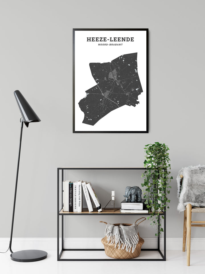 Kaart van de gemeente Heeze-Leende op poster, dibond, acrylglas en meer