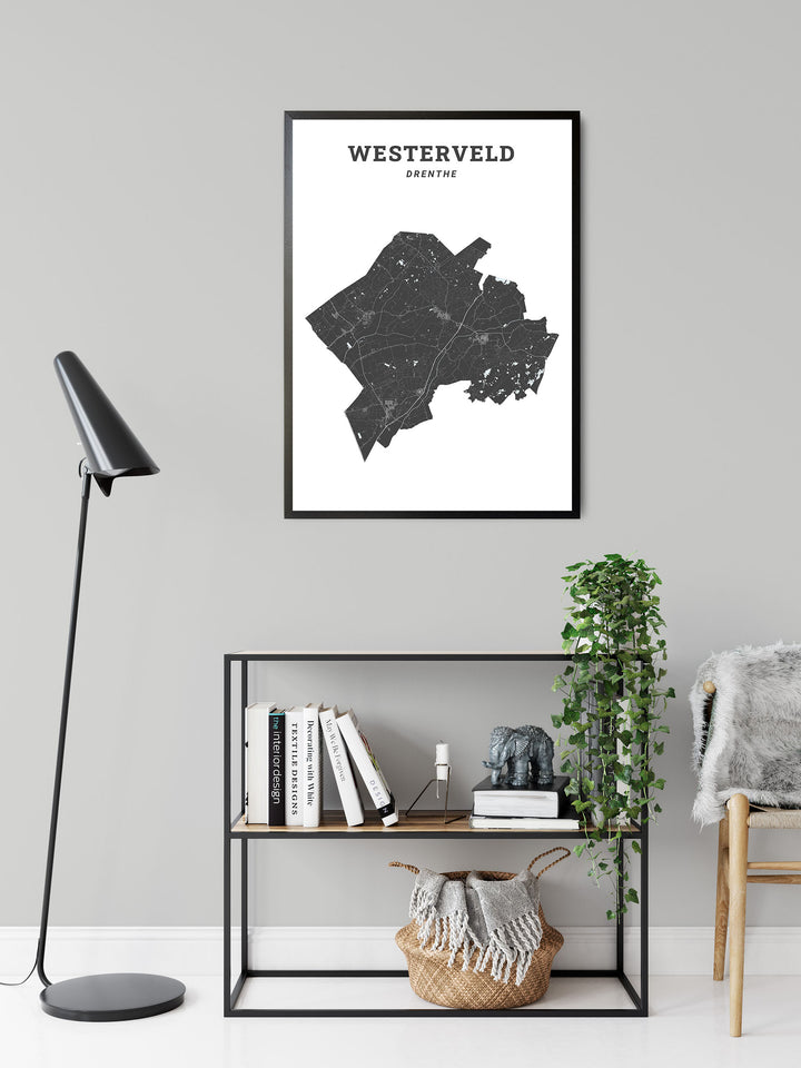 Kaart van de gemeente Westerveld op poster, dibond, acrylglas en meer