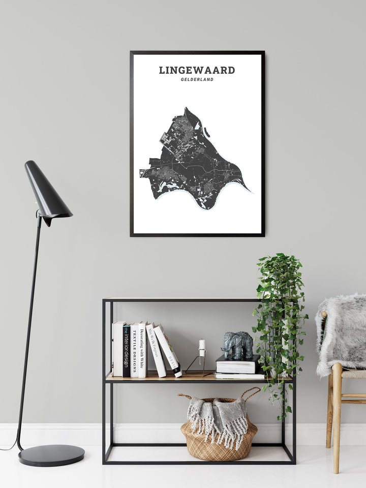 Kaart van de gemeente Lingewaard op poster, dibond, acrylglas en meer