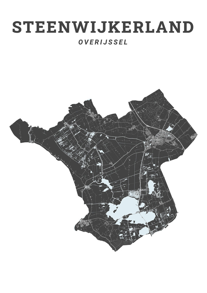 Kaart van de gemeente Steenwijkerland op poster, dibond, acrylglas en meer