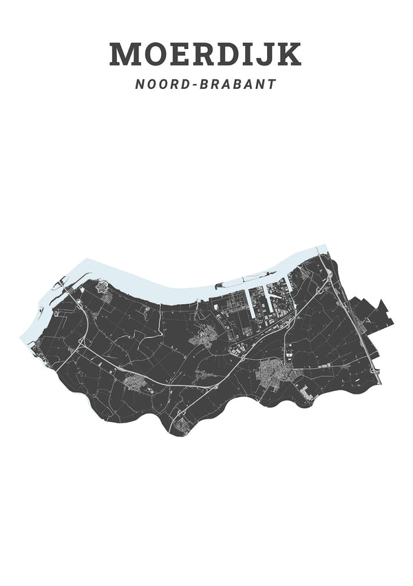Kaart van de gemeente Moerdijk op poster, dibond, acrylglas en meer