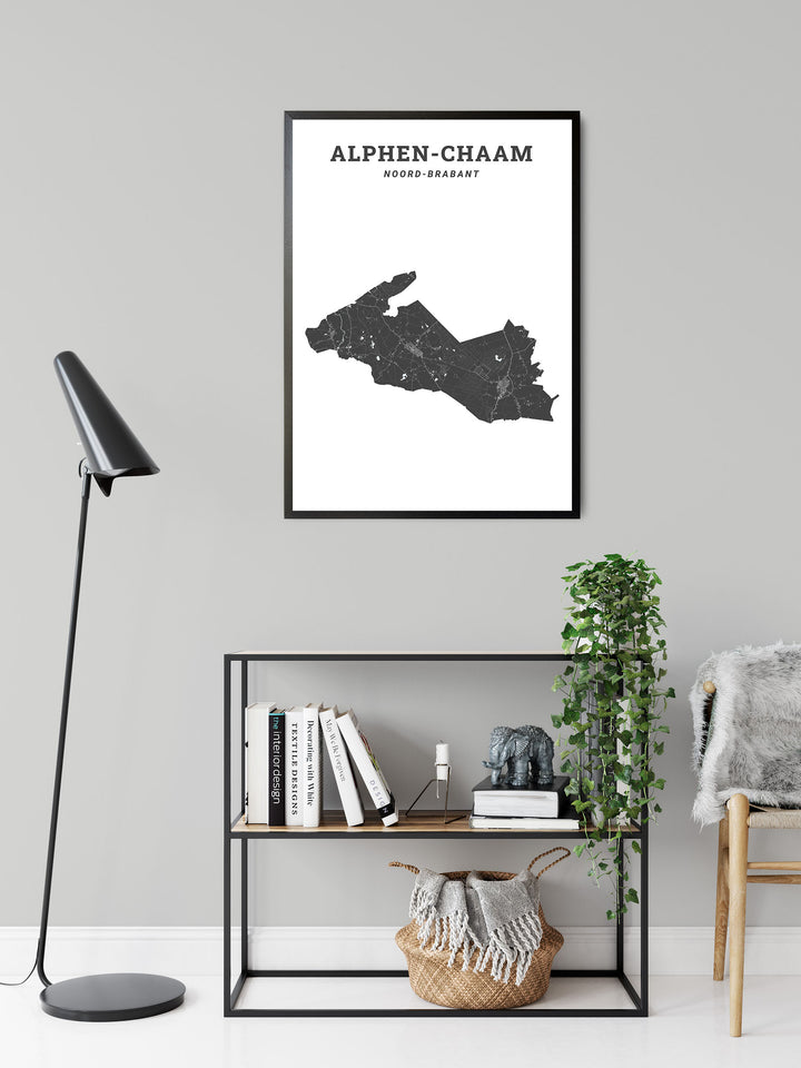 Kaart van de gemeente Alphen-Chaam op poster, dibond, acrylglas en meer