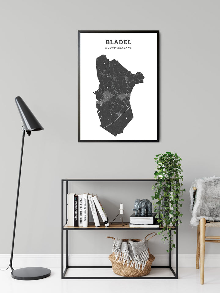 Kaart van de gemeente Bladel op poster, dibond, acrylglas en meer