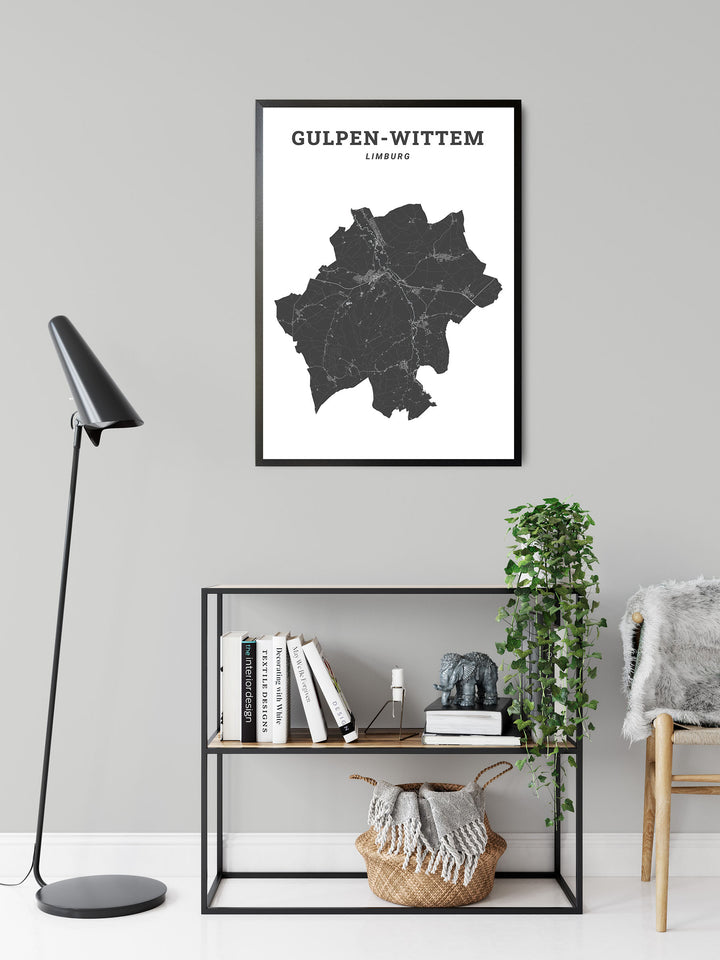 Kaart van de gemeente Gulpen-Wittem op poster, dibond, acrylglas en meer