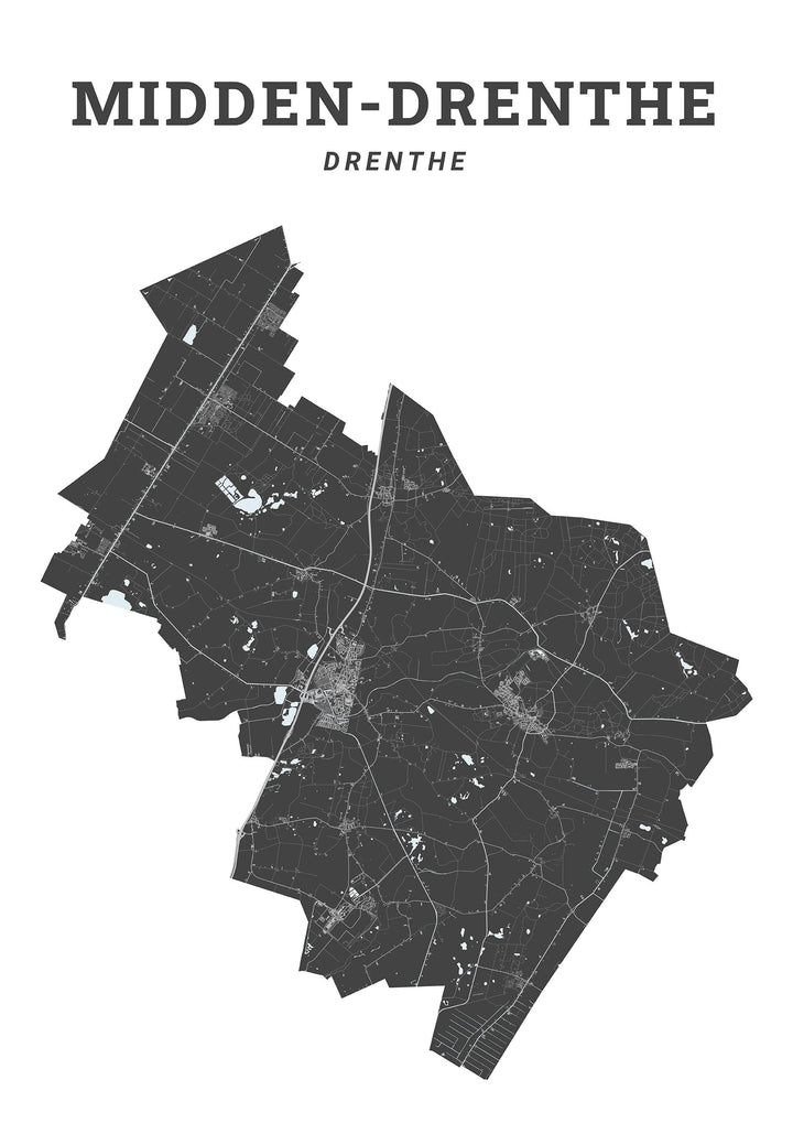 Kaart van de gemeente Midden-Drenthe op poster, dibond, acrylglas en meer