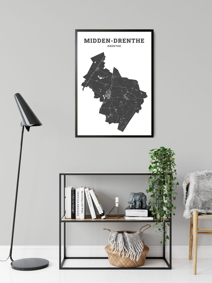 Kaart van de gemeente Midden-Drenthe op poster, dibond, acrylglas en meer