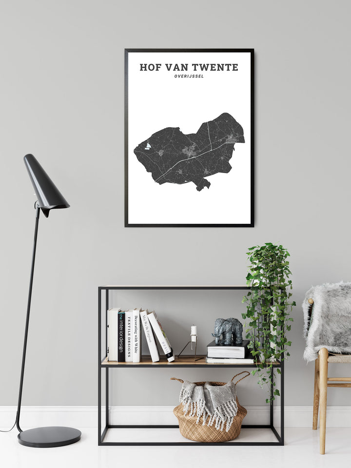 Kaart van de gemeente Hof van Twente op poster, dibond, acrylglas en meer