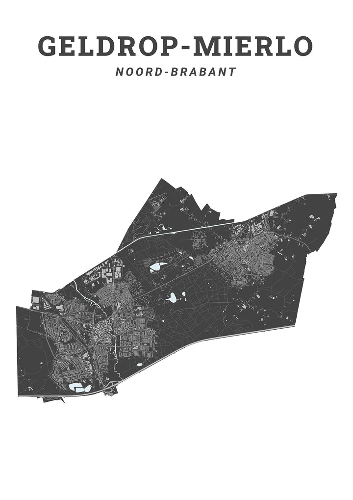 Kaart van de gemeente Geldrop-Mierlo op poster, dibond, acrylglas en meer