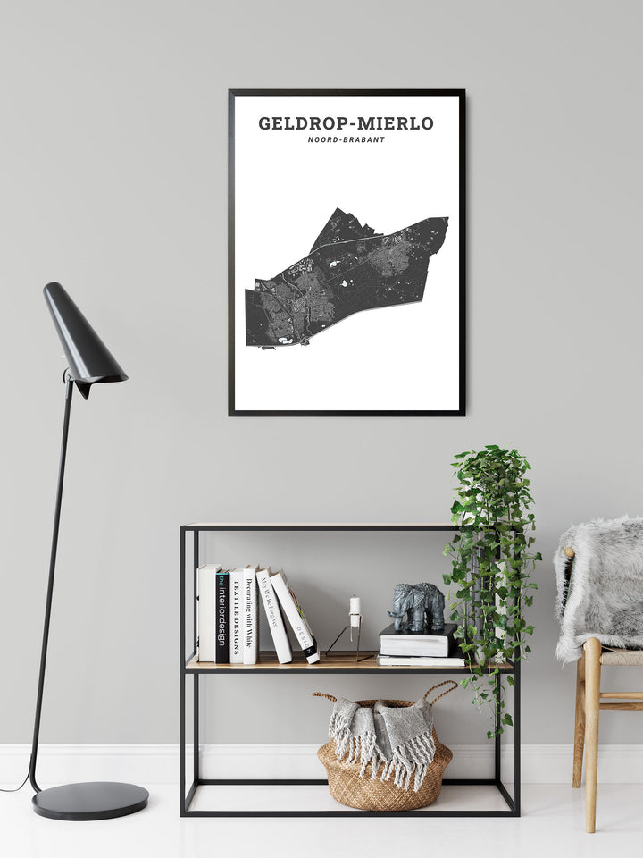 Kaart van de gemeente Geldrop-Mierlo op poster, dibond, acrylglas en meer