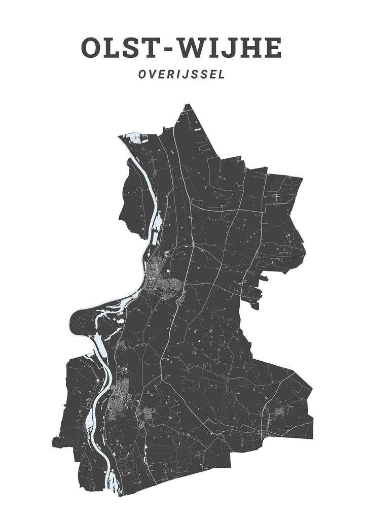 Kaart van de gemeente Olst-Wijhe op poster, dibond, acrylglas en meer