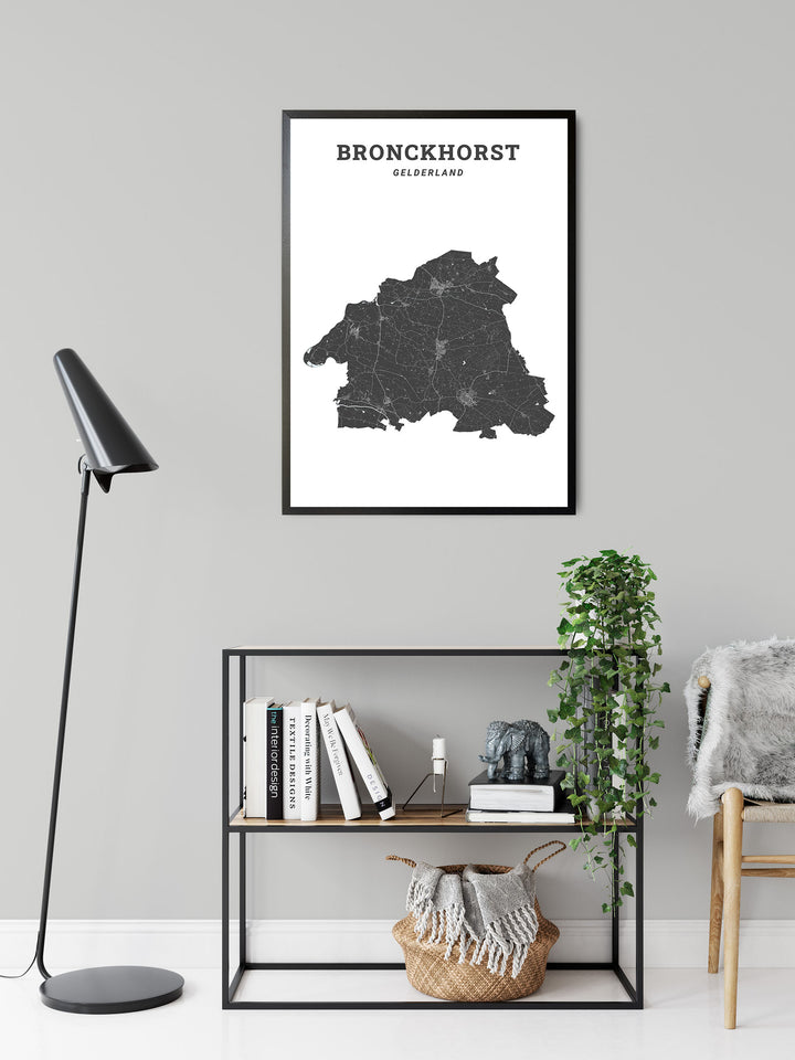 Kaart van de gemeente Bronckhorst op poster, dibond, acrylglas en meer