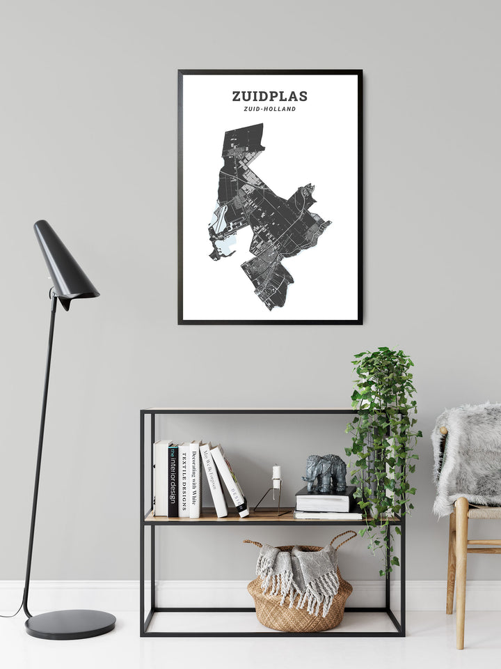 Kaart van de gemeente Zuidplas op poster, dibond, acrylglas en meer