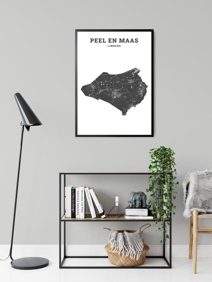 Kaart van de gemeente Peel en Maas op poster, dibond, acrylglas en meer