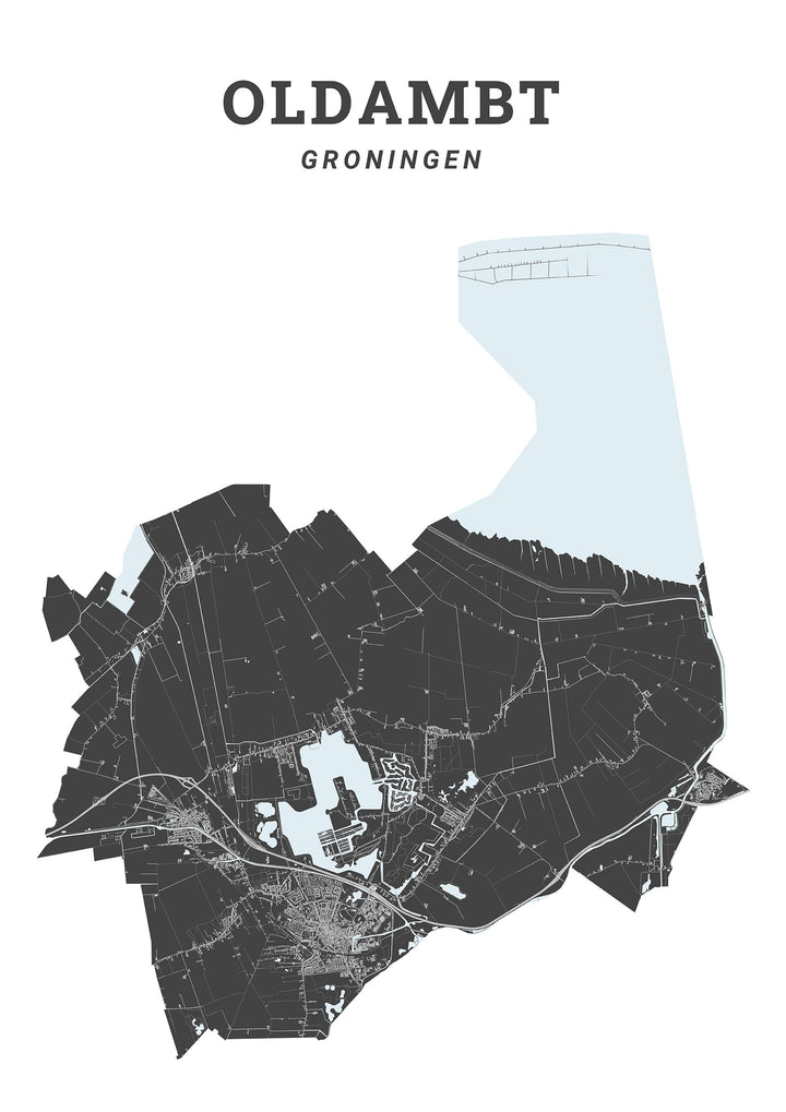 Kaart van de gemeente Oldambt op poster, dibond, acrylglas en meer