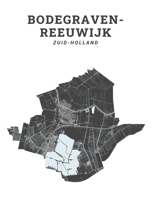 Kaart van de gemeente Bodegraven-Reeuwijk op poster, dibond, acrylglas en meer