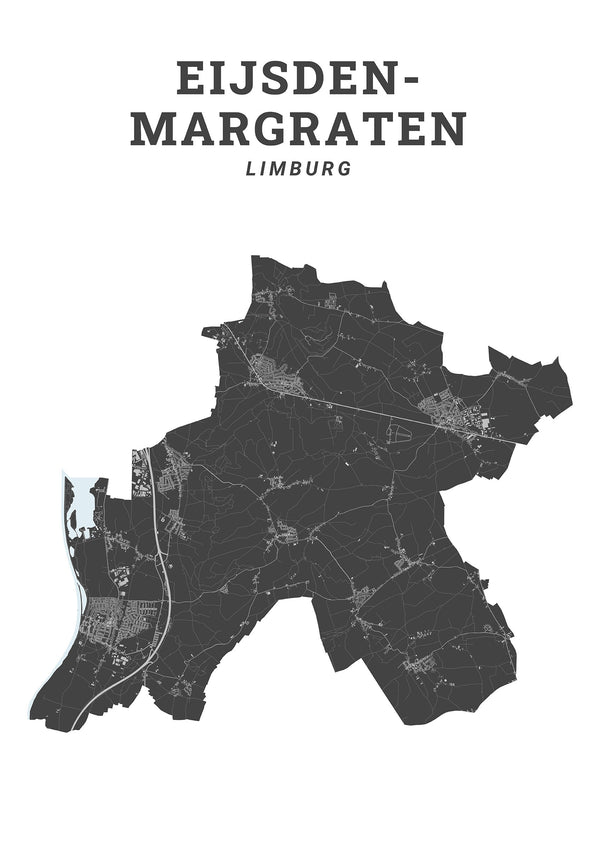 Kaart van de gemeente Eijsden-Margraten op poster, dibond, acrylglas en meer