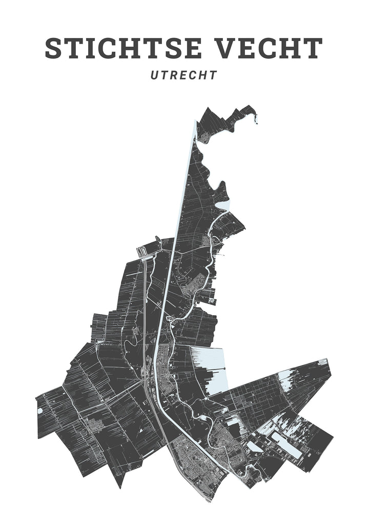 Kaart van de gemeente Stichtse Vecht op poster, dibond, acrylglas en meer