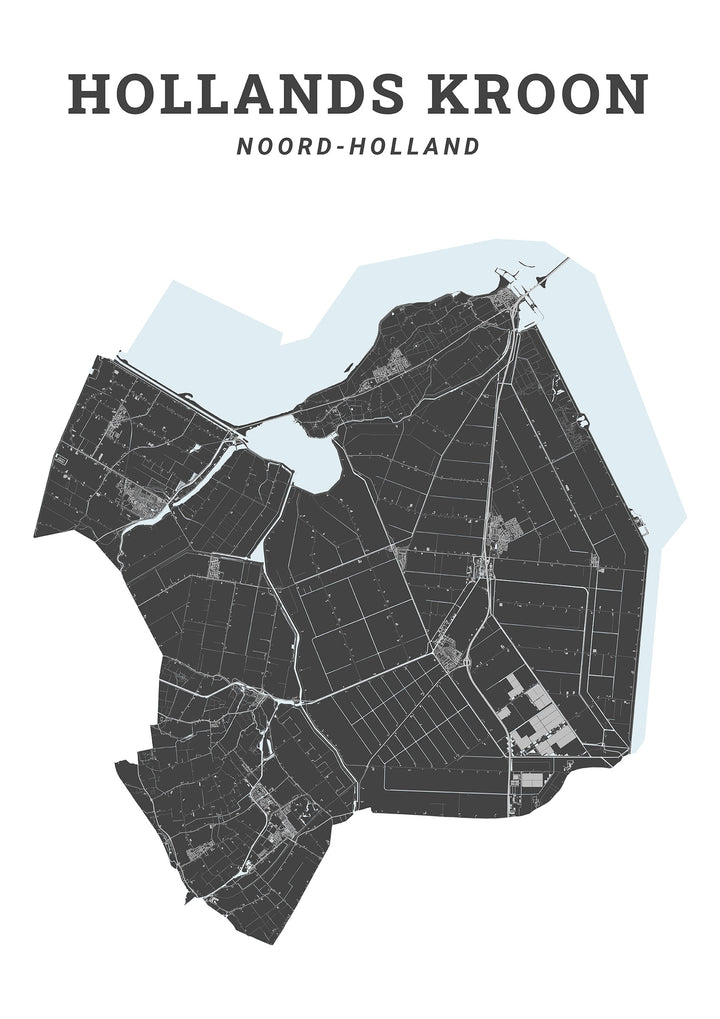 Kaart van de gemeente Hollands Kroon op poster, dibond, acrylglas en meer