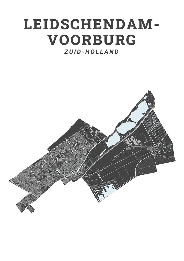 Kaart van de gemeente Leidschendam-Voorburg op poster, dibond, acrylglas en meer