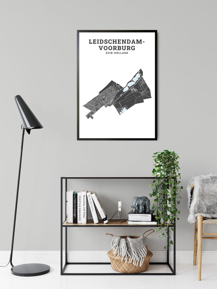 Kaart van de gemeente Leidschendam-Voorburg op poster, dibond, acrylglas en meer