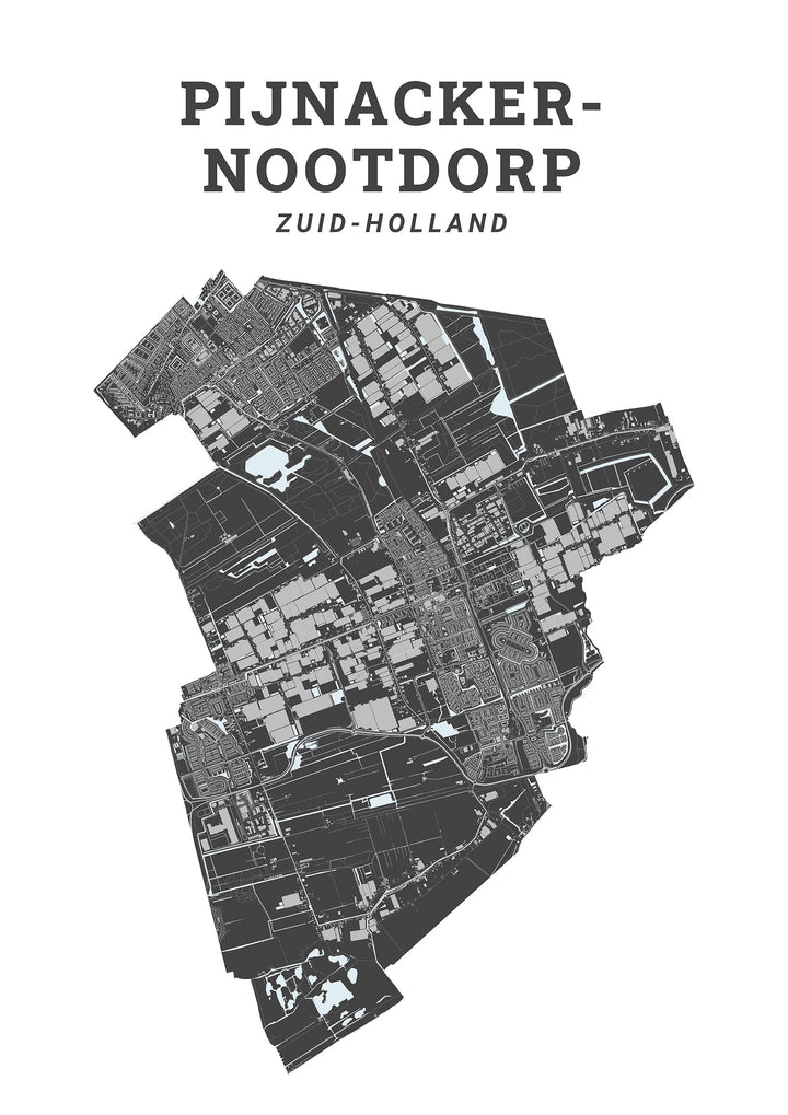 Kaart van de gemeente Pijnacker-Nootdorp op poster, dibond, acrylglas en meer