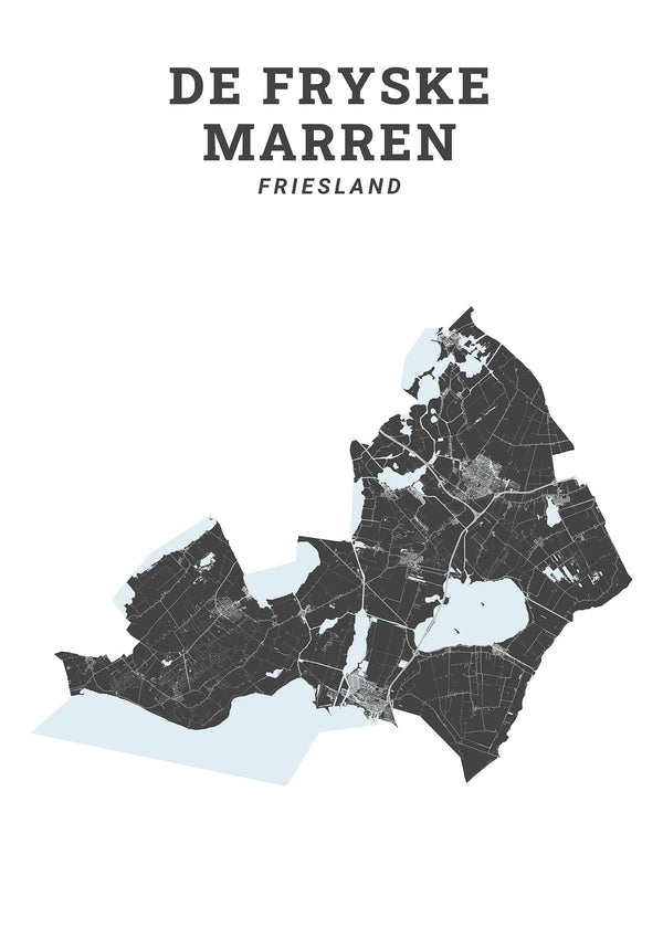 Kaart van de gemeente De Fryske Marren op poster, dibond, acrylglas en meer