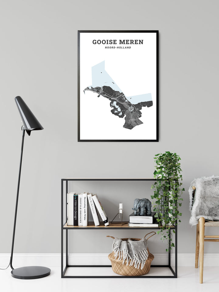 Kaart van de gemeente Gooise Meren op poster, dibond, acrylglas en meer