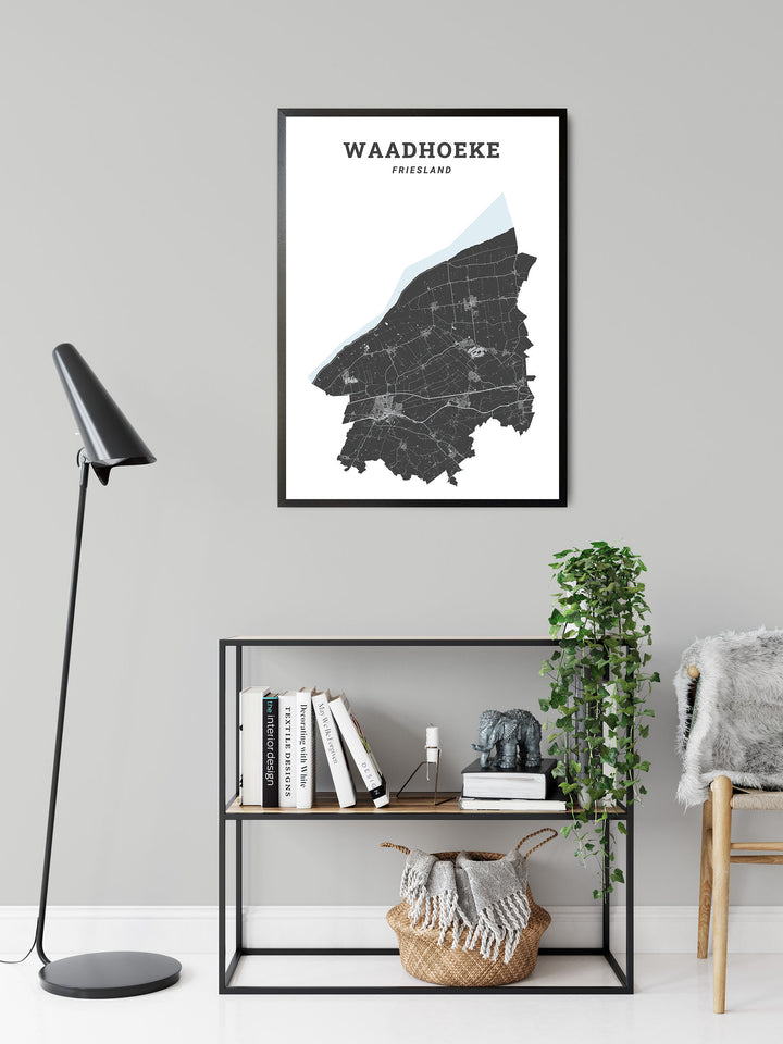 Kaart van de gemeente Waadhoeke op poster, dibond, acrylglas en meer