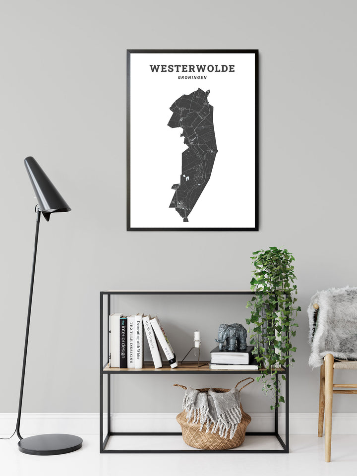 Kaart van de gemeente Westerwolde op poster, dibond, acrylglas en meer
