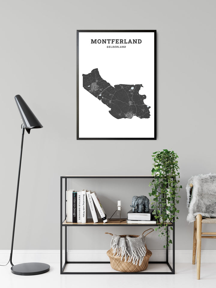 Kaart van de gemeente Montferland op poster, dibond, acrylglas en meer