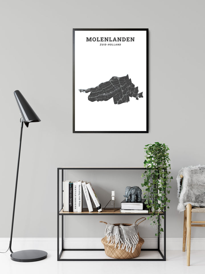 Kaart van de gemeente Molenlanden op poster, dibond, acrylglas en meer